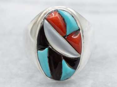 Zuni Turquoise, Mother of Pearl, and Coral Intars… - image 1