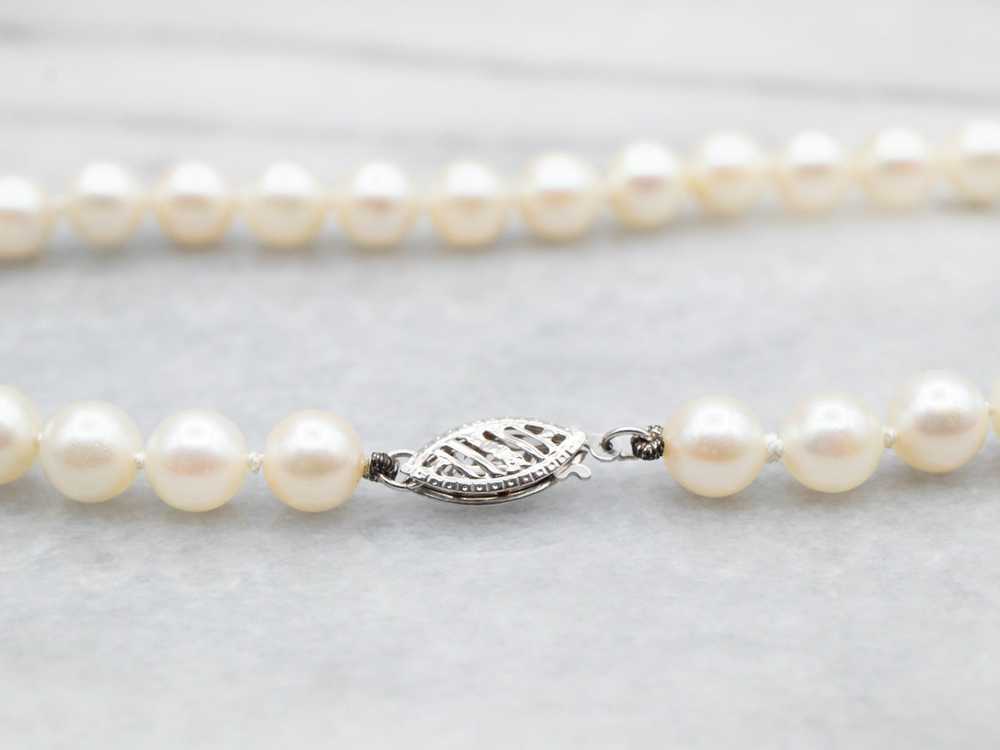 White Gold Saltwater Pearl Necklace - image 2