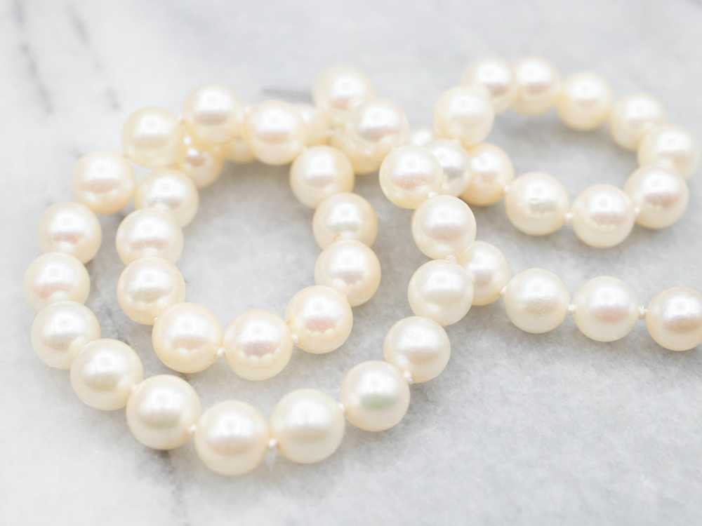 White Gold Saltwater Pearl Necklace - image 3