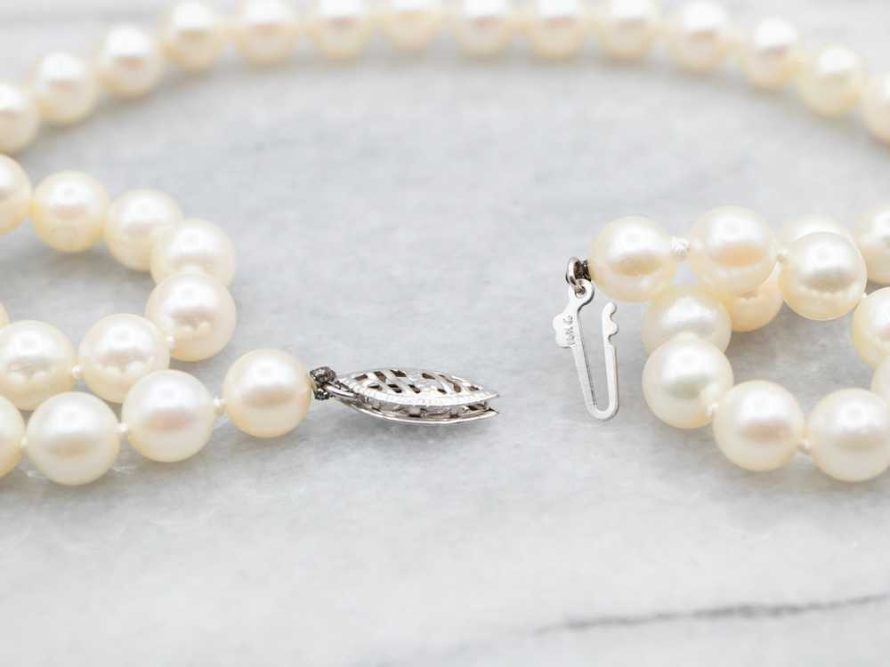 White Gold Saltwater Pearl Necklace - image 4