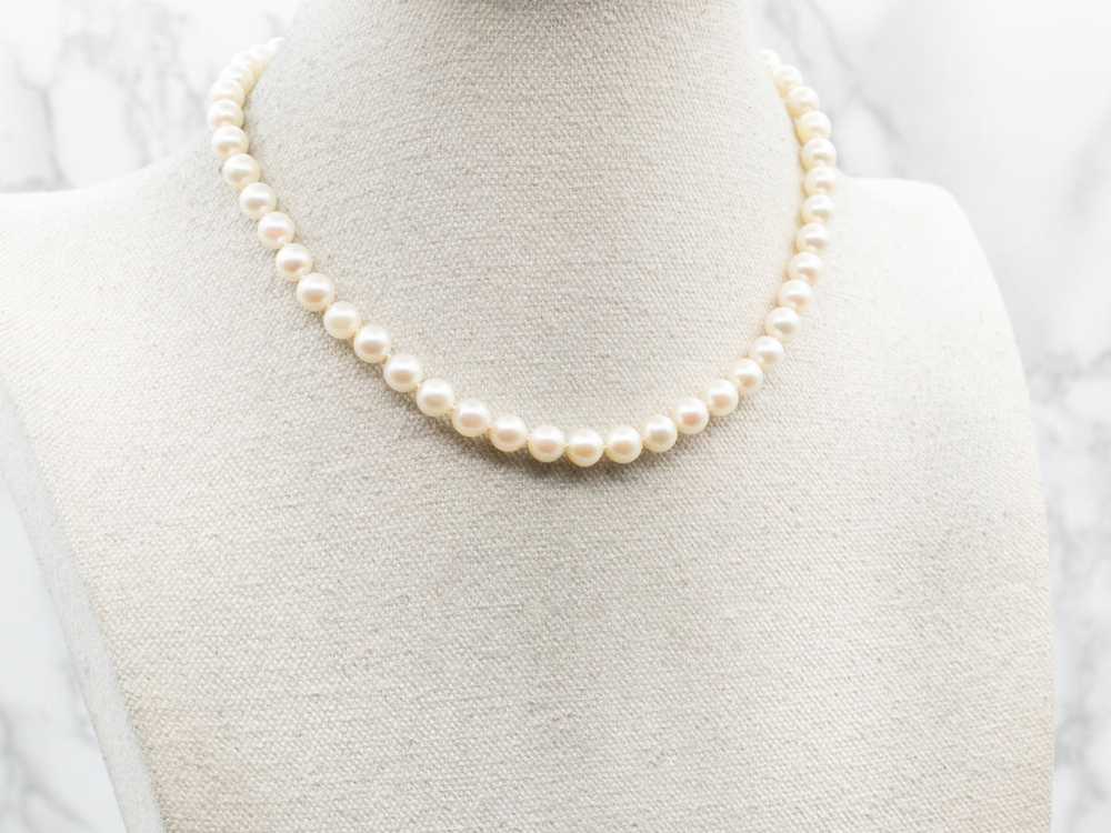 White Gold Saltwater Pearl Necklace - image 5