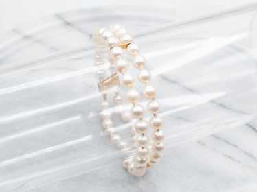 Yellow Gold Pearl Double Strand Bracelet - image 1