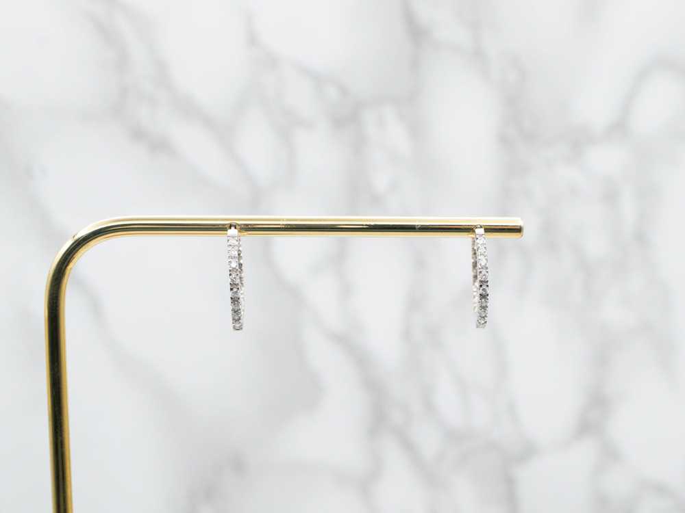 White Gold Diamond Hoop Earrings - image 4