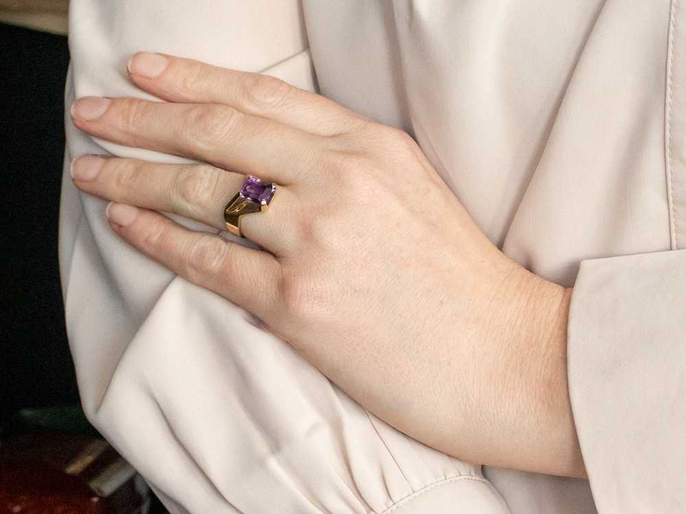 Modernist Amethyst Cocktail Ring - image 4