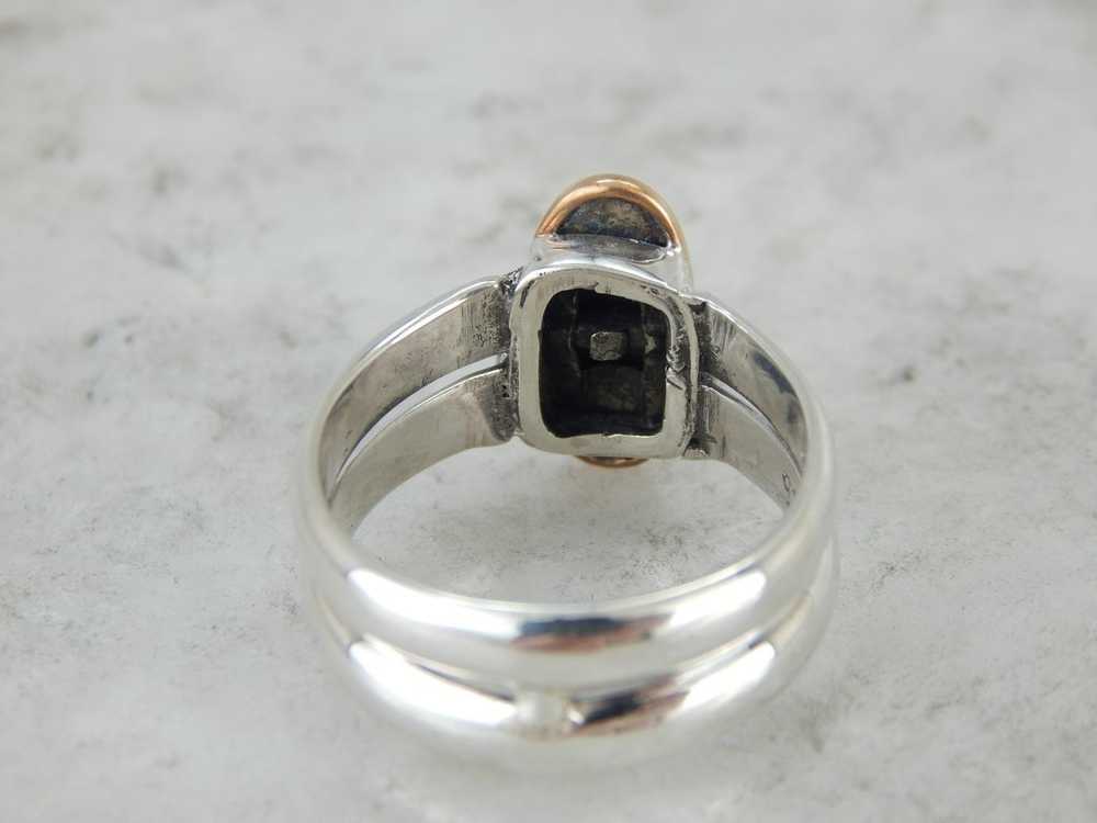 Double Band Sterling and Gold Modernist Ring - image 3