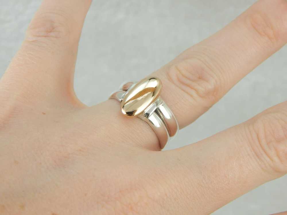 Double Band Sterling and Gold Modernist Ring - image 4