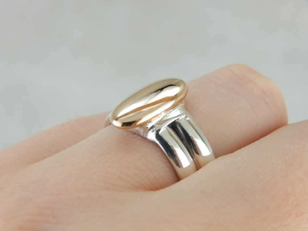 Double Band Sterling and Gold Modernist Ring - image 5