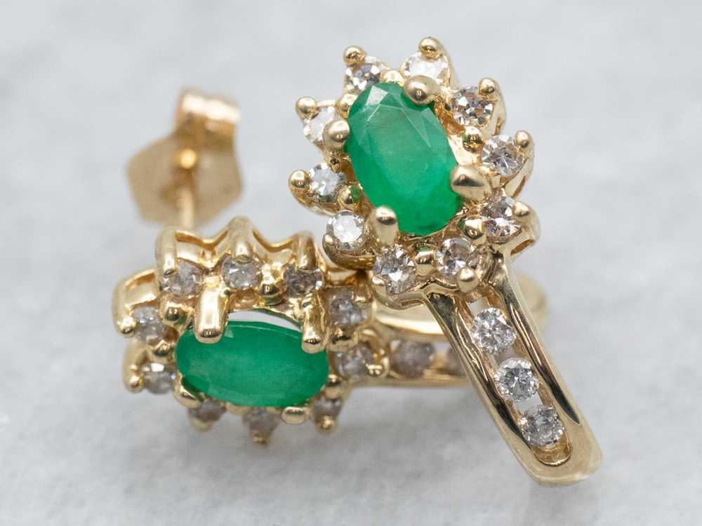 Emerald and Diamond Stud Earrings - image 1