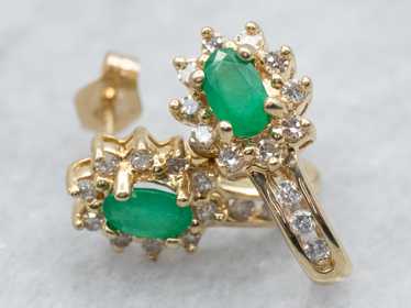 Emerald and Diamond Stud Earrings - image 1