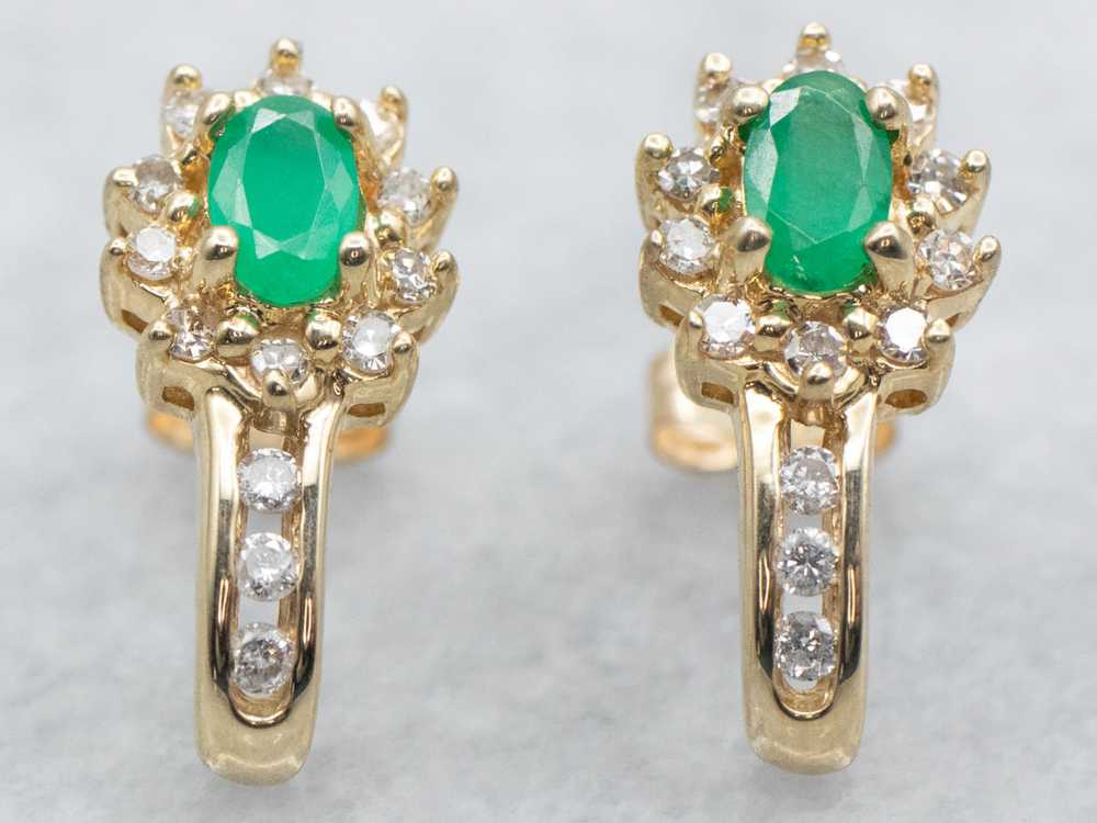 Emerald and Diamond Stud Earrings - image 2