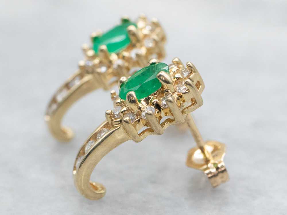 Emerald and Diamond Stud Earrings - image 3