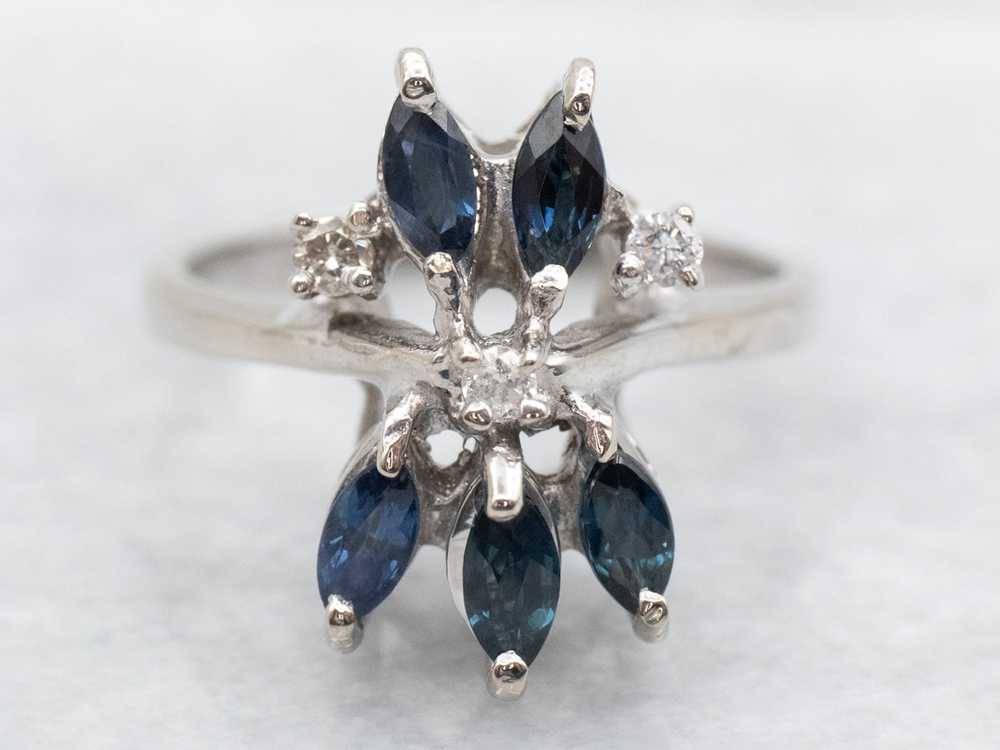 White Gold Diamond and Sapphire Ring - image 1