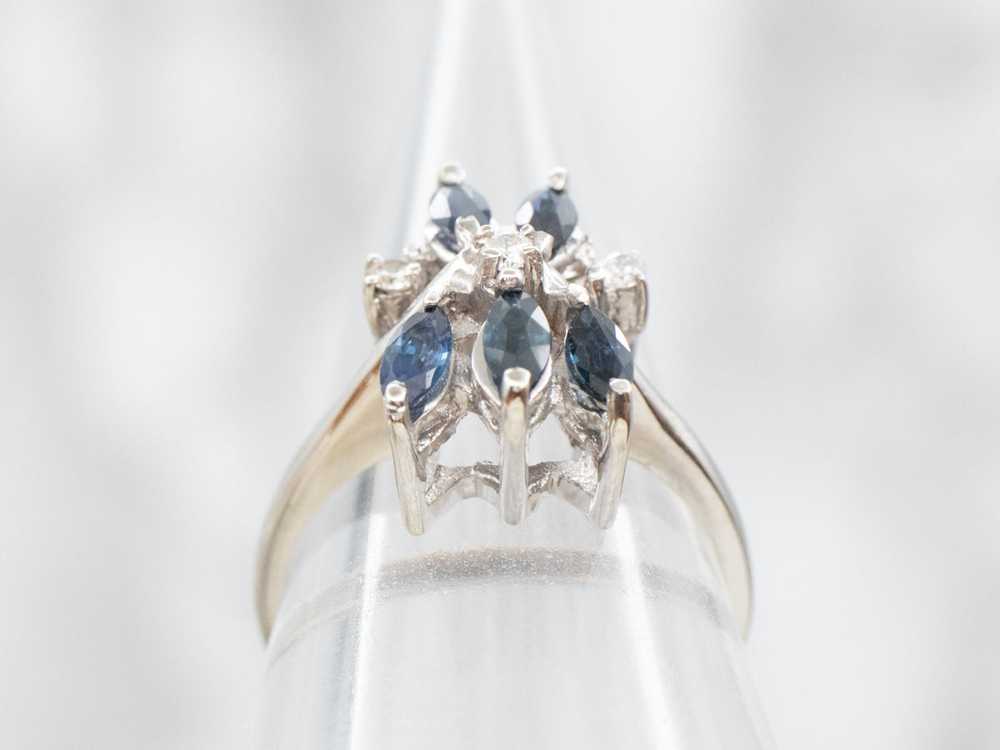 White Gold Diamond and Sapphire Ring - image 3