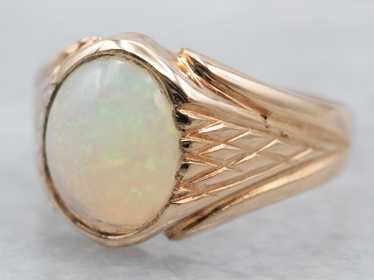 Antique Rose Gold Opal Solitaire Ring - image 1