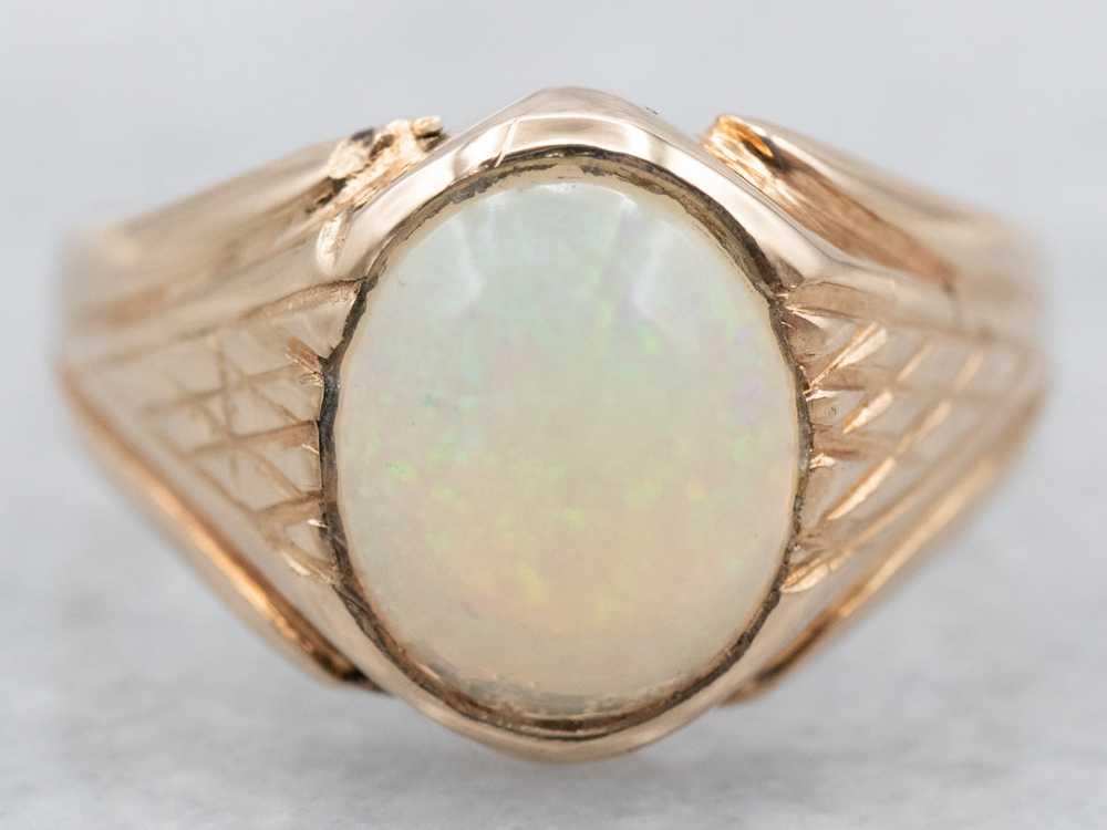 Antique Rose Gold Opal Solitaire Ring - image 2