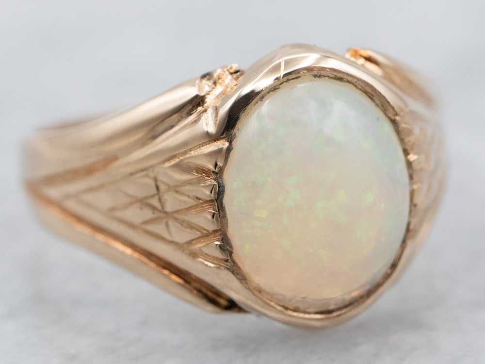 Antique Rose Gold Opal Solitaire Ring - image 3