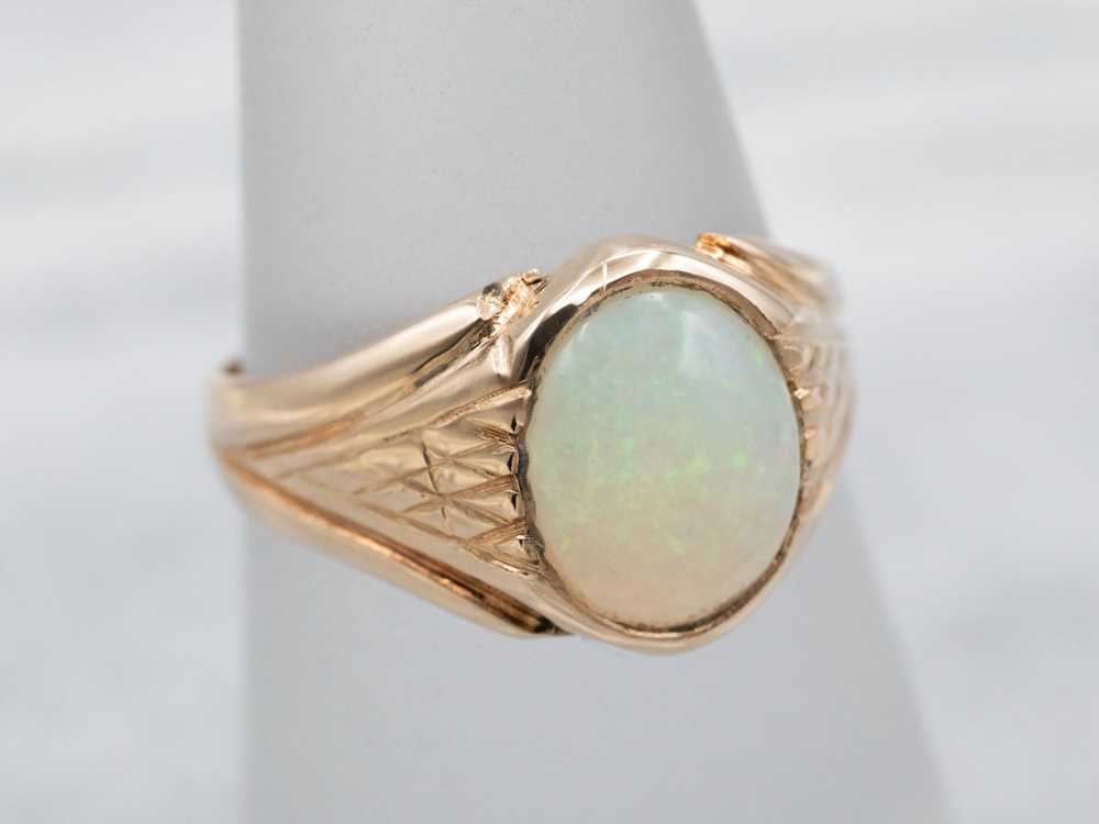 Antique Rose Gold Opal Solitaire Ring - image 7