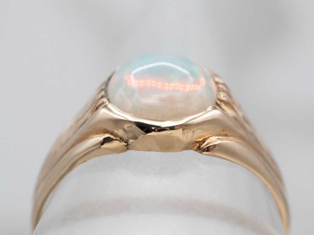 Antique Rose Gold Opal Solitaire Ring - image 8