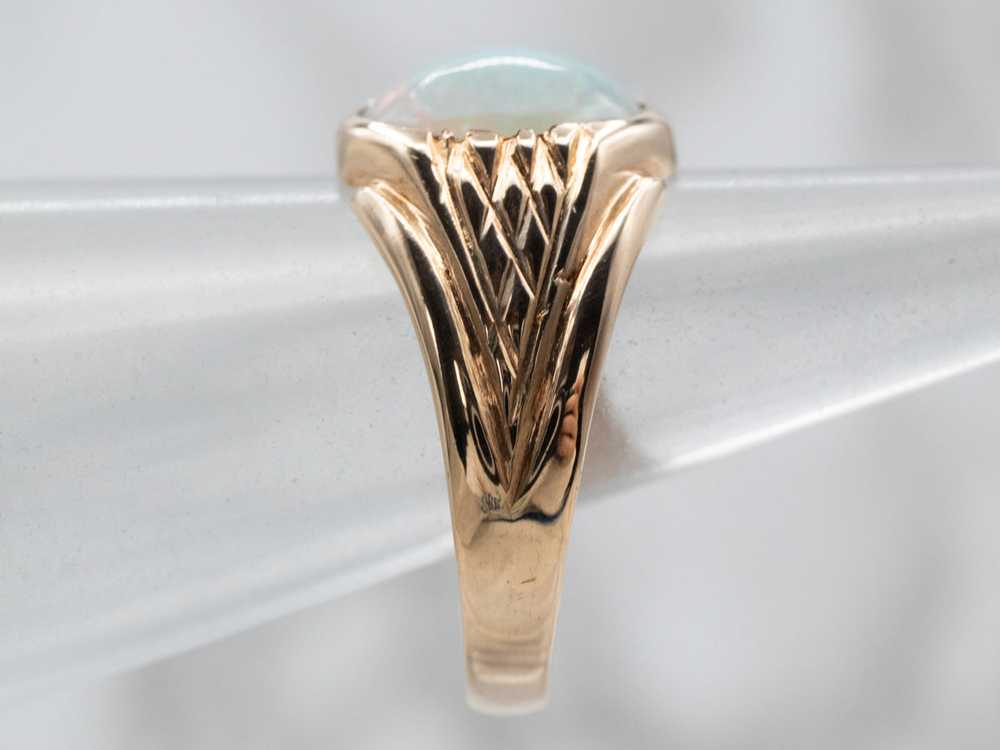 Antique Rose Gold Opal Solitaire Ring - image 9