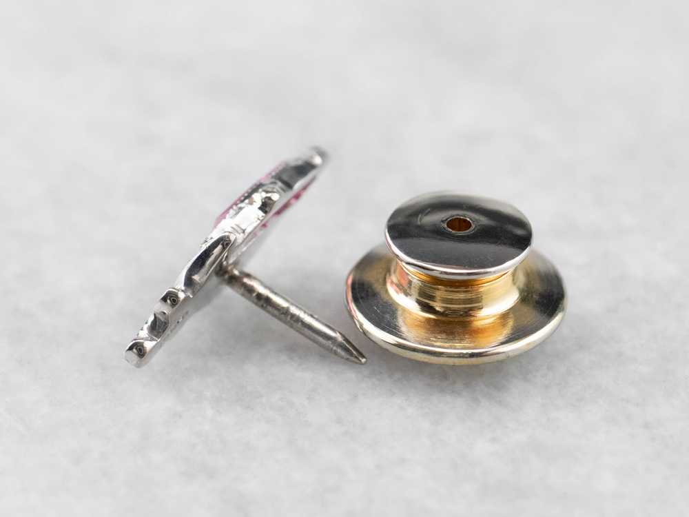 Shriners Diamond and Synthetic Ruby Tie Tack - image 4