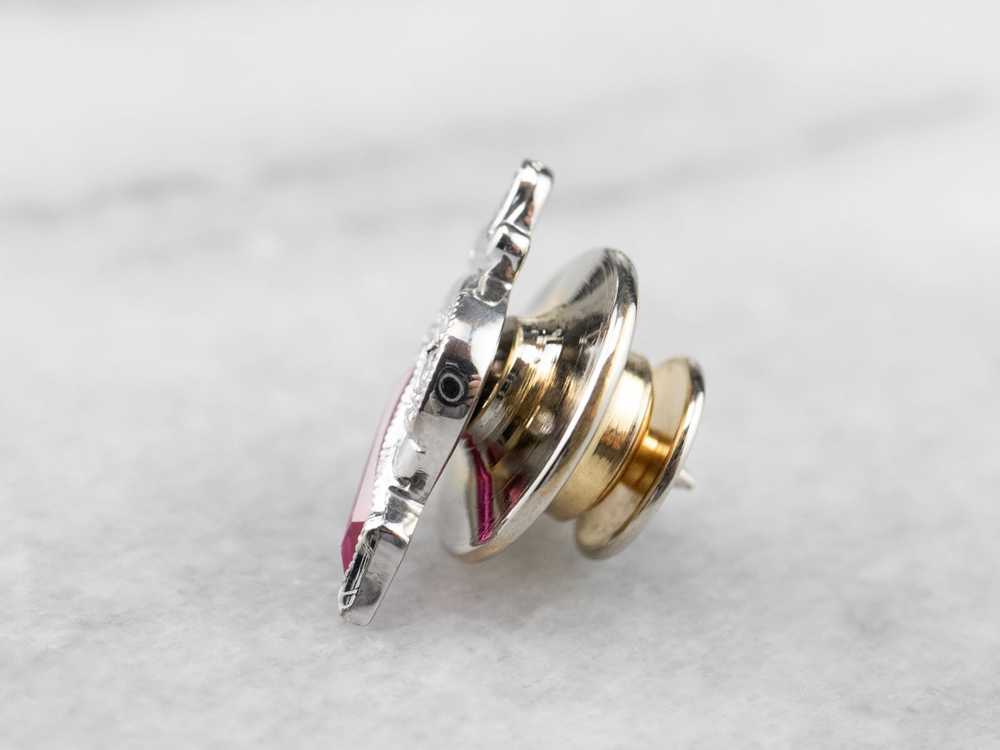 Shriners Diamond and Synthetic Ruby Tie Tack - image 5