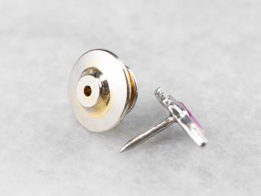 Shriners Diamond and Synthetic Ruby Tie Tack - image 7