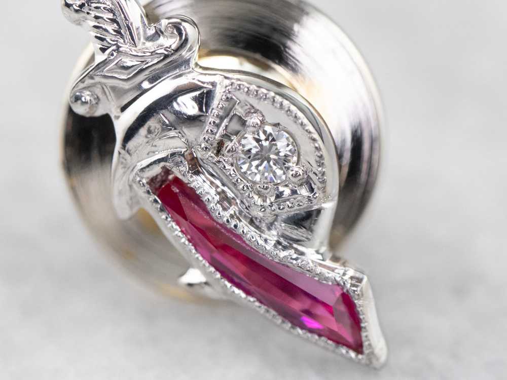 Shriners Diamond and Synthetic Ruby Tie Tack - image 8