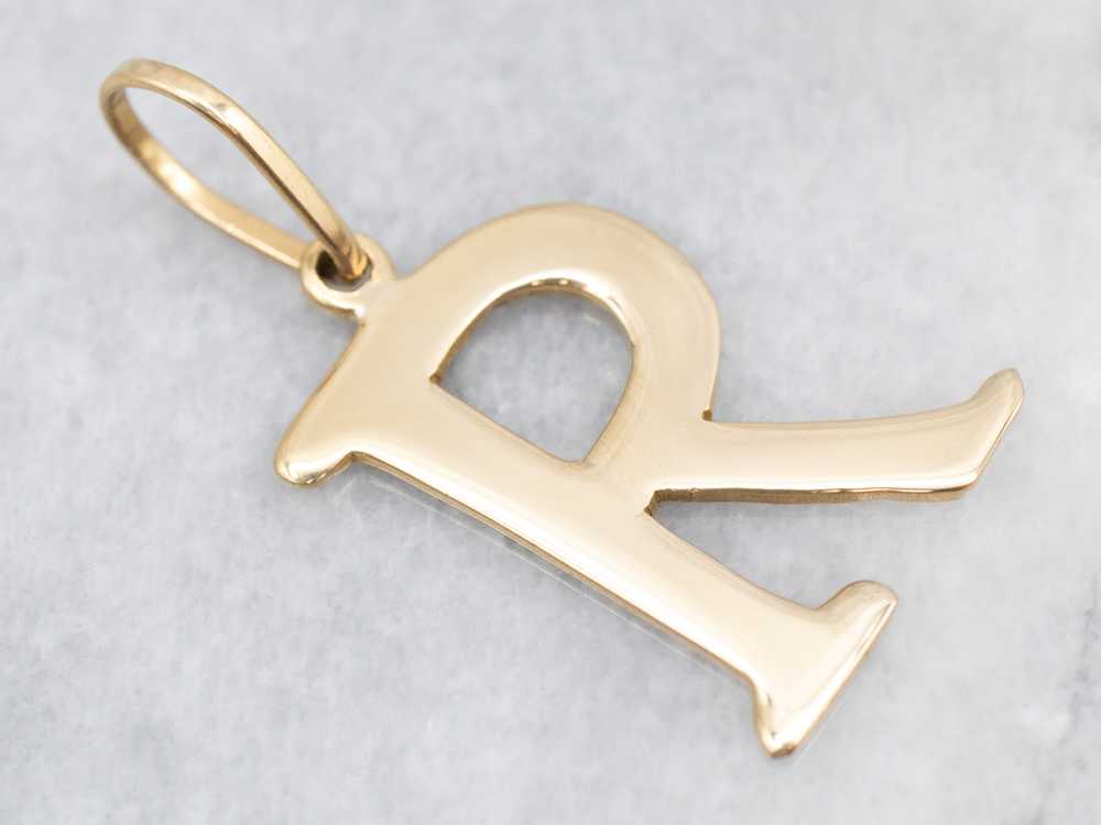 Yellow Gold "R" Initial Pendant - image 1