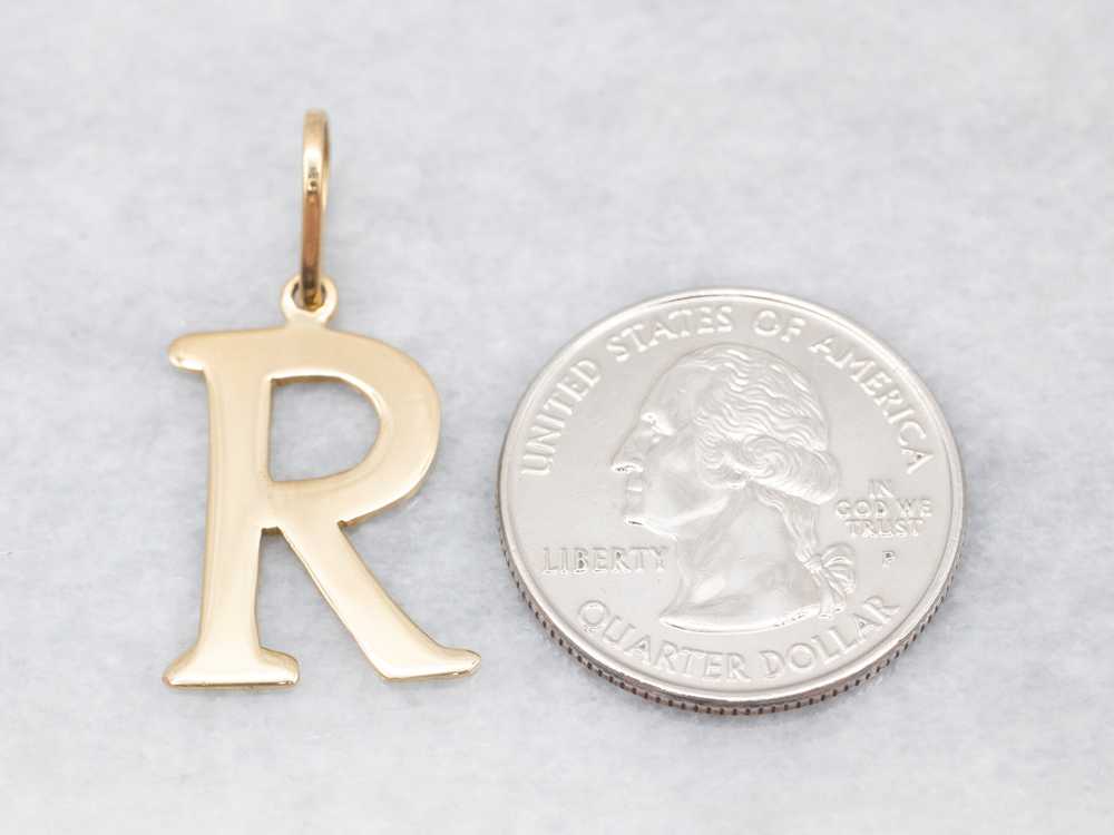 Yellow Gold "R" Initial Pendant - image 4