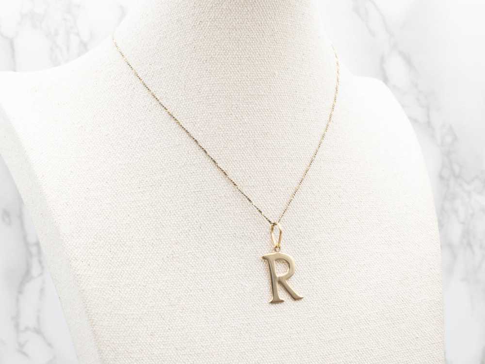 Yellow Gold "R" Initial Pendant - image 5