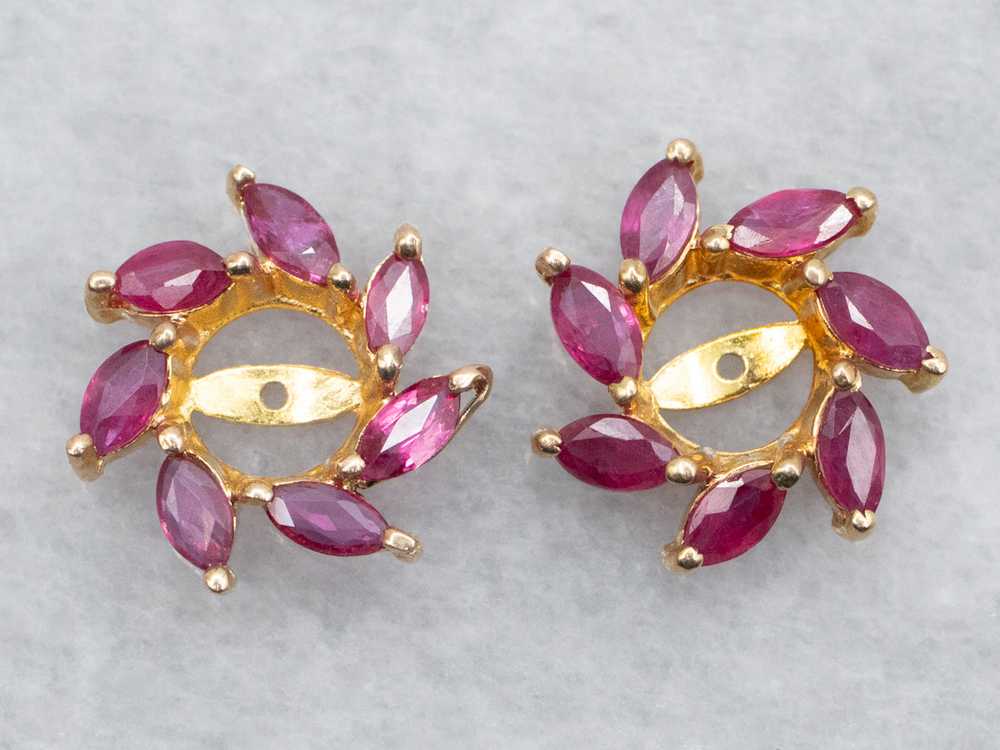 Vintage Marquise Cut Ruby Earring Jackets - image 2