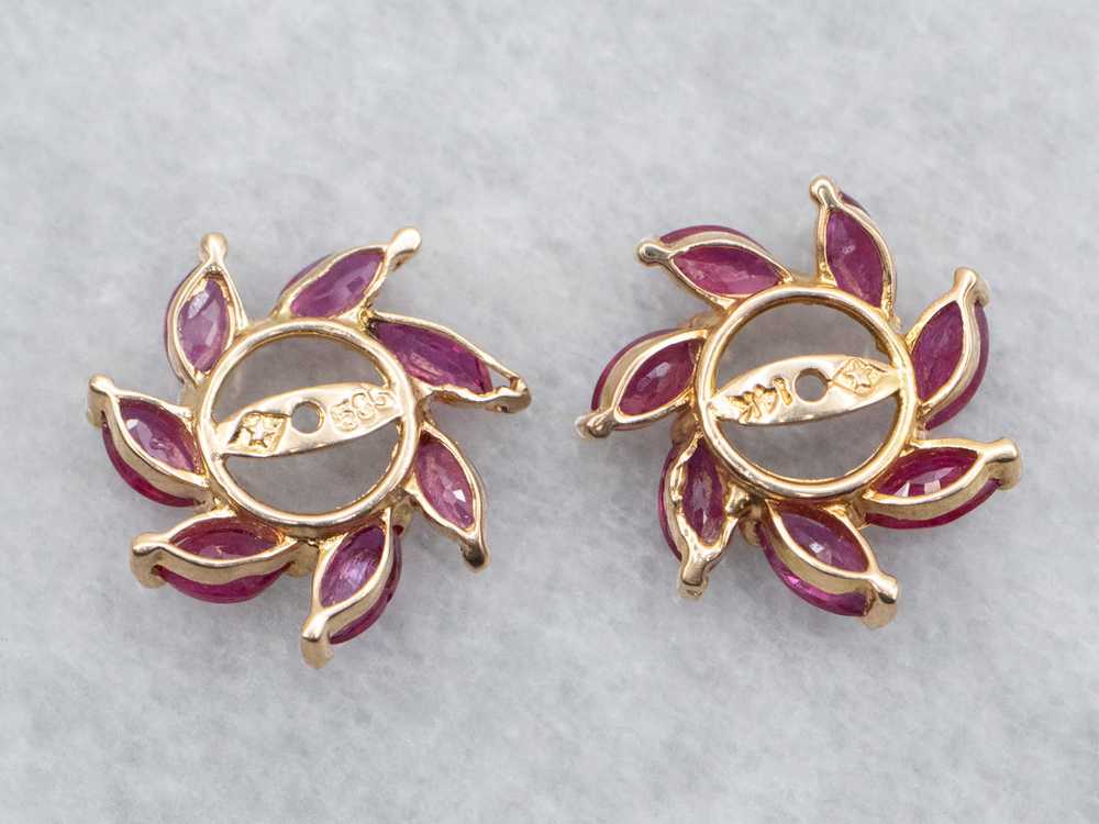 Vintage Marquise Cut Ruby Earring Jackets - image 4