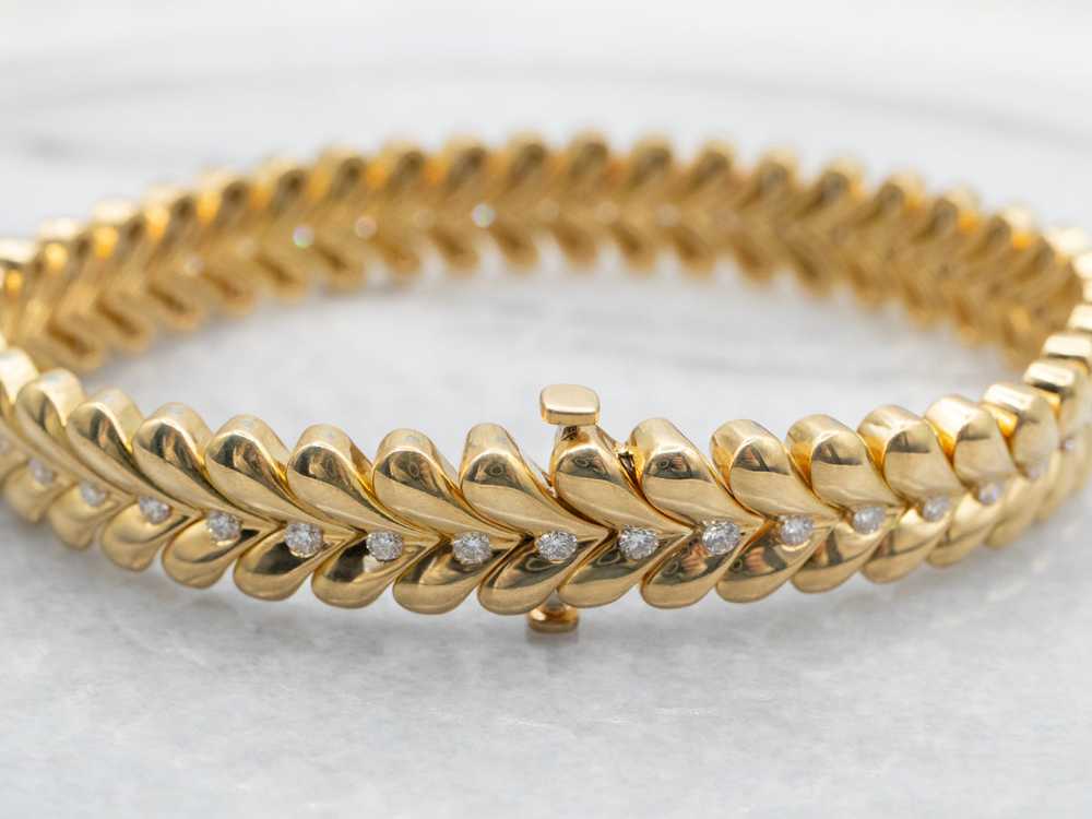 Yellow Gold Bracelet with Diamond Accents - image 2