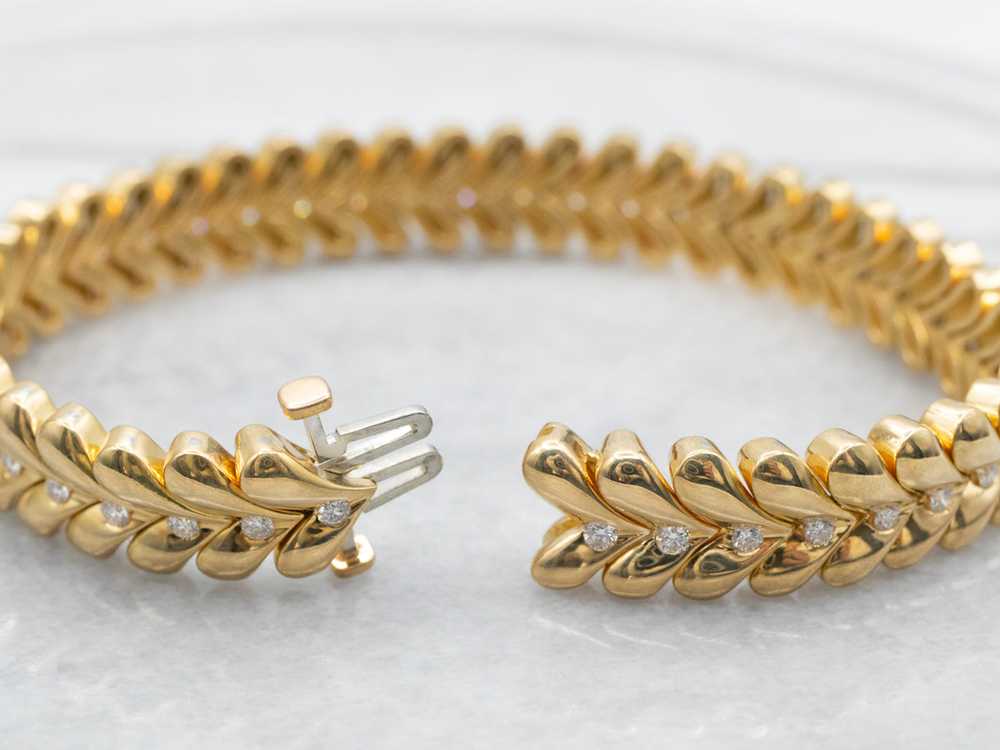 Yellow Gold Bracelet with Diamond Accents - image 3