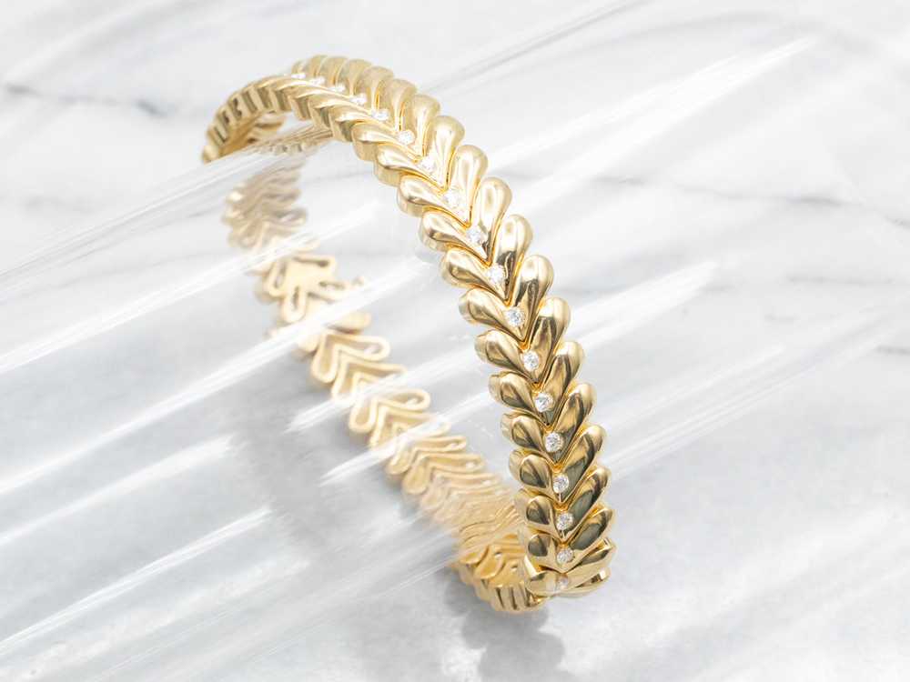 Yellow Gold Bracelet with Diamond Accents - image 4