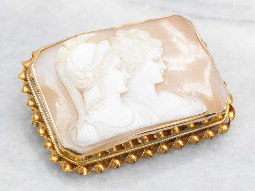 Roman Soldier and Wife Cameo Brooch or Pendant - image 1