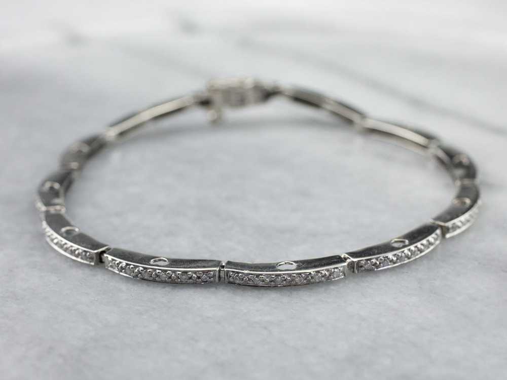 White Gold Diamond Link Bracelet - image 2