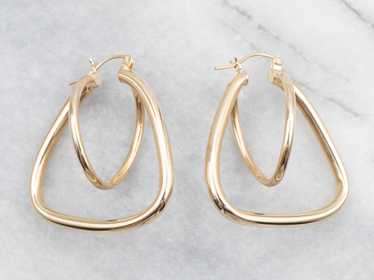 Yellow Gold Funky Geometric Tube Hoop Earrings - image 1