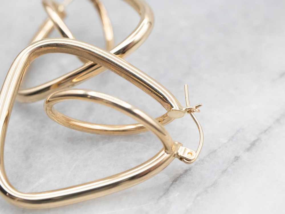 Yellow Gold Funky Geometric Tube Hoop Earrings - image 3