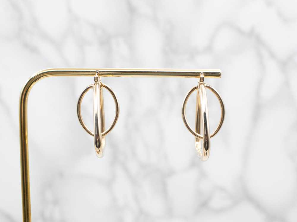 Yellow Gold Funky Geometric Tube Hoop Earrings - image 4