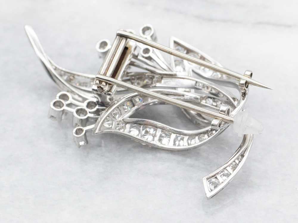 Platinum Diamond Floral Brooch - image 3