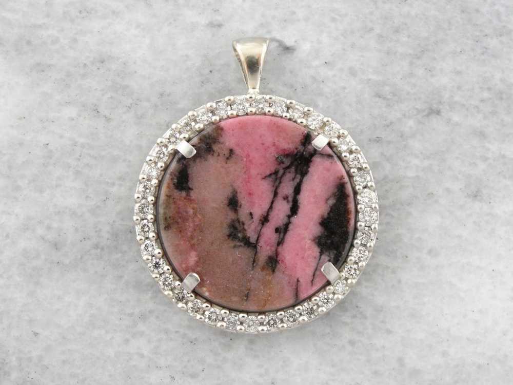 Rhodonite and Diamond Halo Pendant, Millennial Pi… - image 2