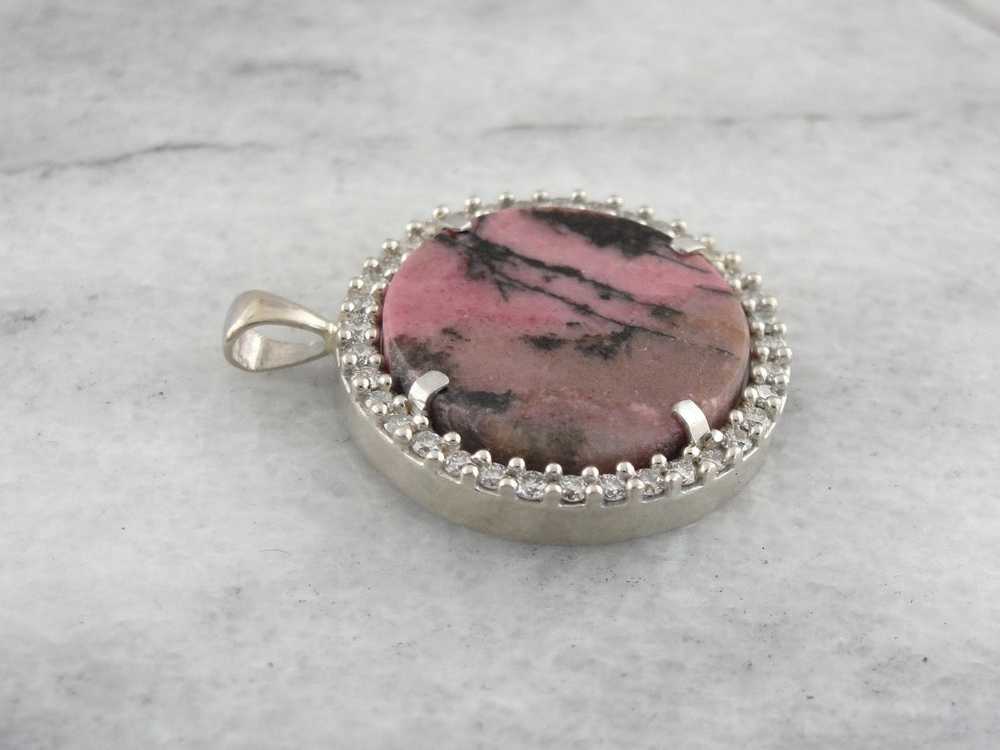 Rhodonite and Diamond Halo Pendant, Millennial Pi… - image 3