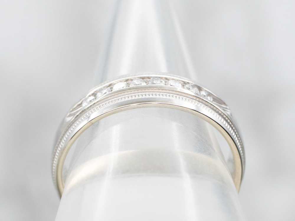 Channel Set Diamond Band with Beaded Edge - image 3