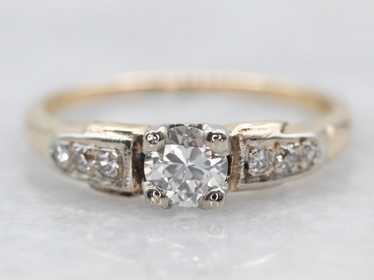 Vintage European Cut Diamond Engagement Ring with… - image 1