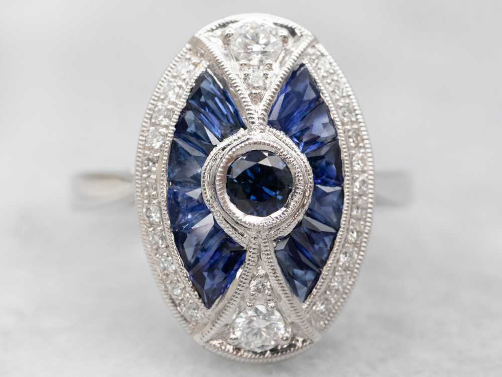 Art Deco Inspired Sapphire and Diamond Cocktail R… - image 2