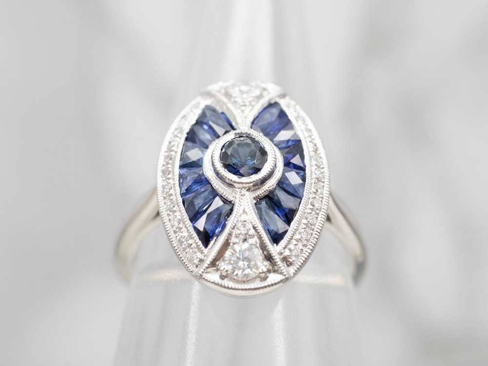 Art Deco Inspired Sapphire and Diamond Cocktail R… - image 3