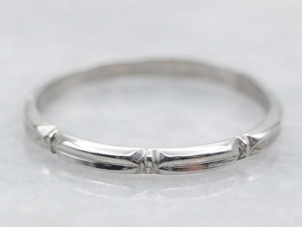 Platinum Patterned Wedding Band - image 1