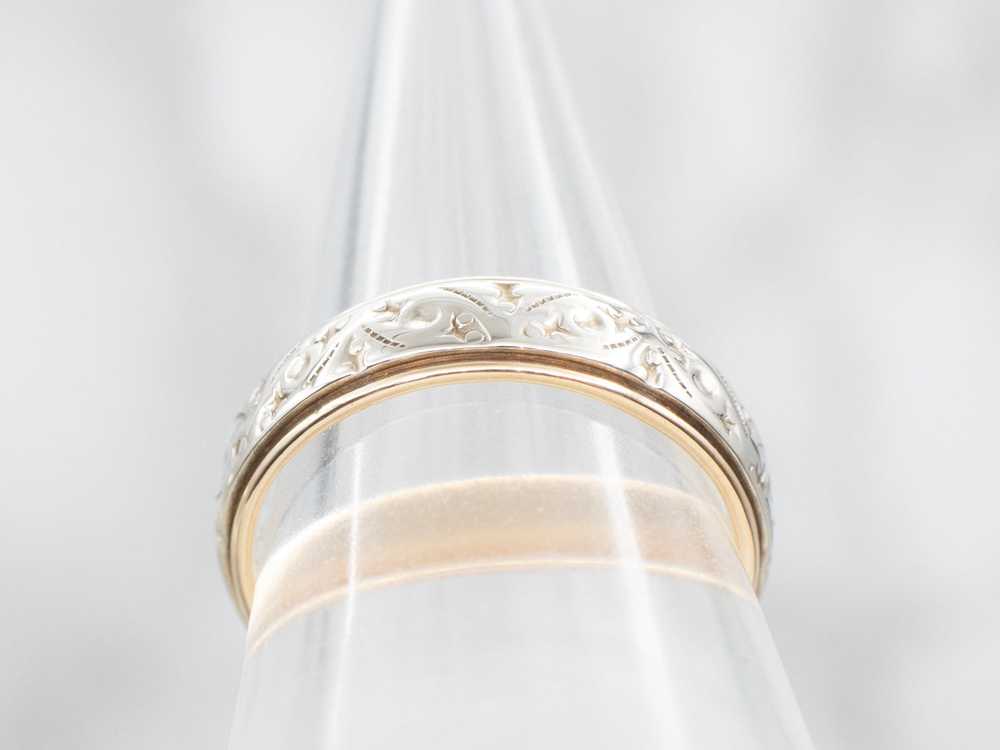 Two Tone Patterned Wedding Band - image 3