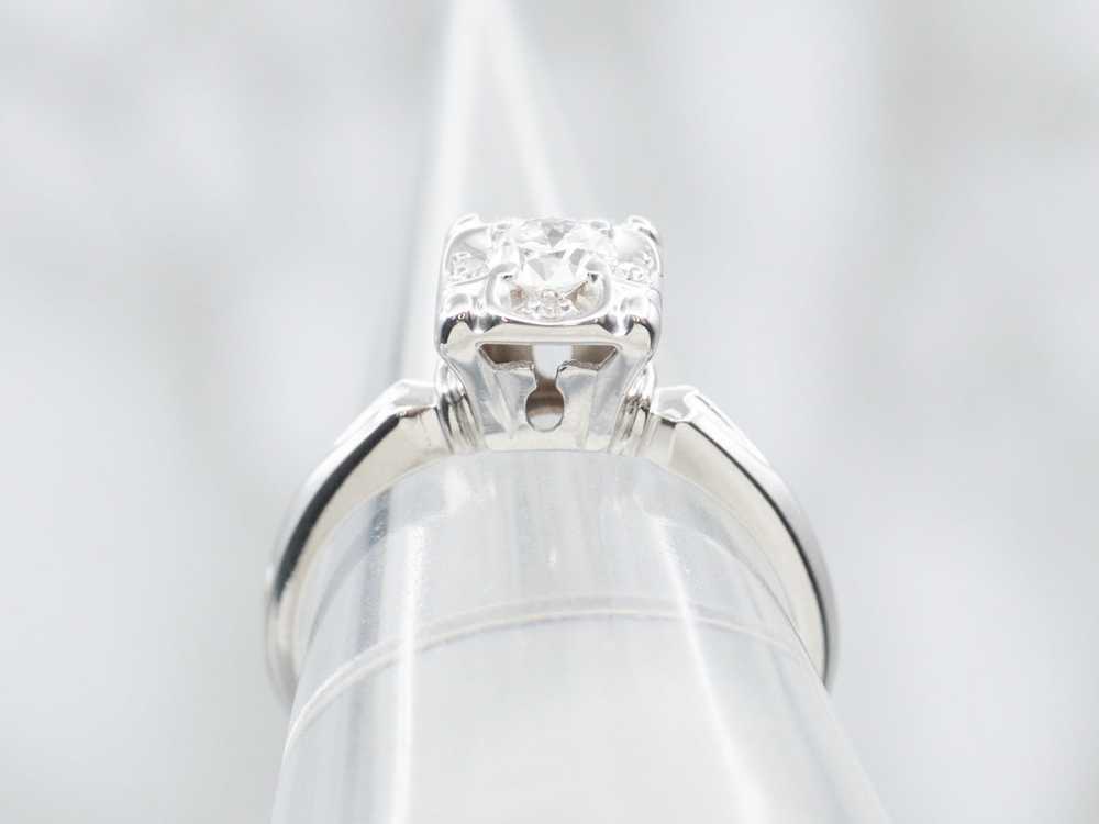 White Gold Diamond Engagement Ring with Diamond A… - image 3